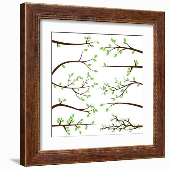 Collection of Tree Branch Silhouettes-Pink Pueblo-Framed Art Print