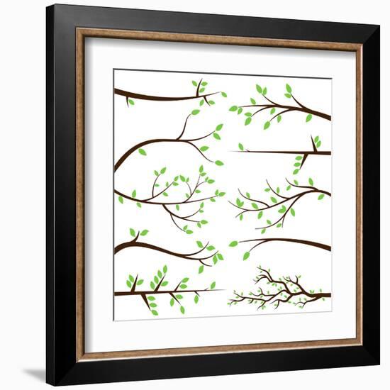 Collection of Tree Branch Silhouettes-Pink Pueblo-Framed Art Print