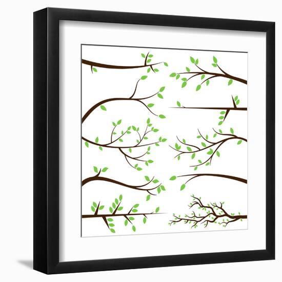 Collection of Tree Branch Silhouettes-Pink Pueblo-Framed Art Print