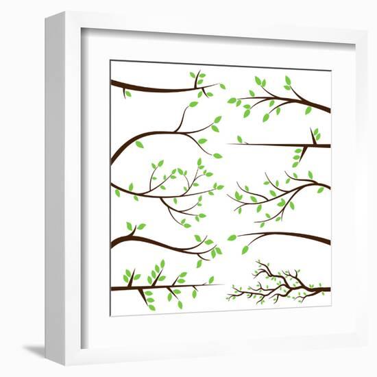 Collection of Tree Branch Silhouettes-Pink Pueblo-Framed Art Print