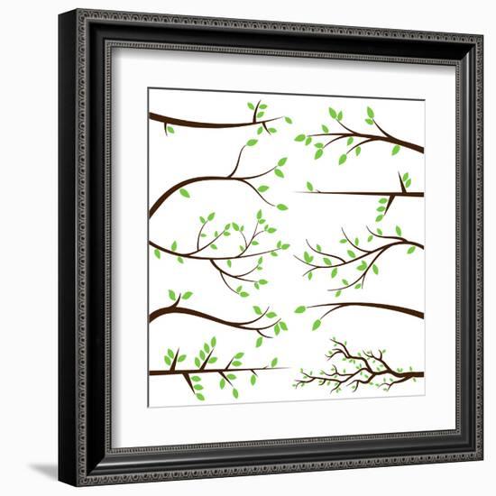 Collection of Tree Branch Silhouettes-Pink Pueblo-Framed Art Print