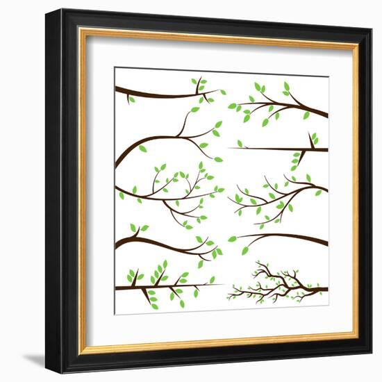 Collection of Tree Branch Silhouettes-Pink Pueblo-Framed Art Print