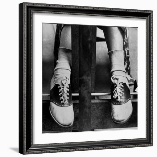 College Coed Sporting, Ubiquitous Saddle Shoes-Alfred Eisenstaedt-Framed Photographic Print