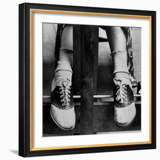 College Coed Sporting, Ubiquitous Saddle Shoes-Alfred Eisenstaedt-Framed Photographic Print