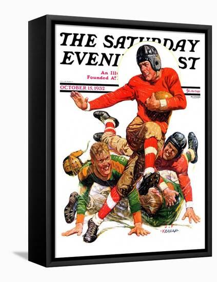 "College Football," Saturday Evening Post Cover, October 15, 1932-J.F. Kernan-Framed Premier Image Canvas