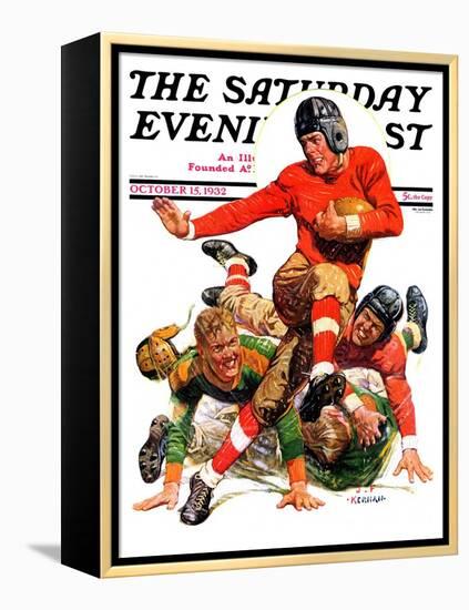 "College Football," Saturday Evening Post Cover, October 15, 1932-J.F. Kernan-Framed Premier Image Canvas