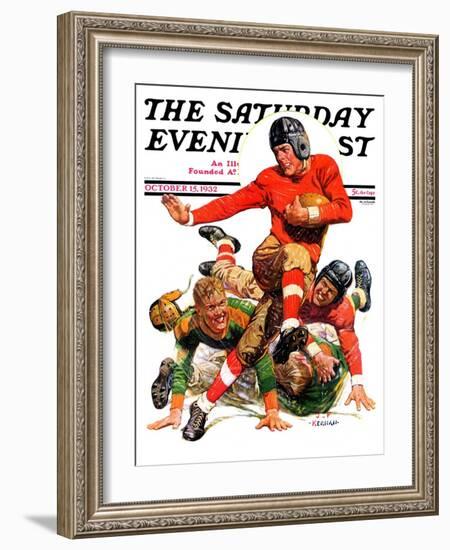 "College Football," Saturday Evening Post Cover, October 15, 1932-J.F. Kernan-Framed Giclee Print