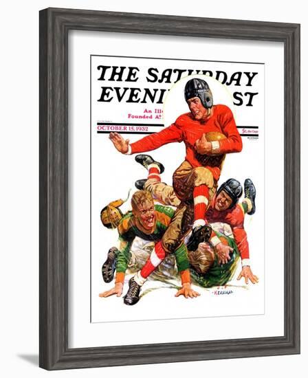 "College Football," Saturday Evening Post Cover, October 15, 1932-J.F. Kernan-Framed Giclee Print