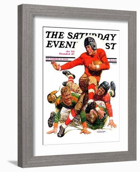 "College Football," Saturday Evening Post Cover, October 15, 1932-J.F. Kernan-Framed Giclee Print