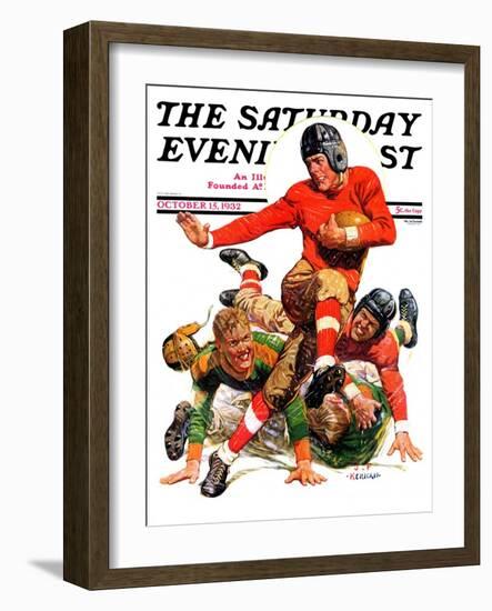 "College Football," Saturday Evening Post Cover, October 15, 1932-J.F. Kernan-Framed Giclee Print