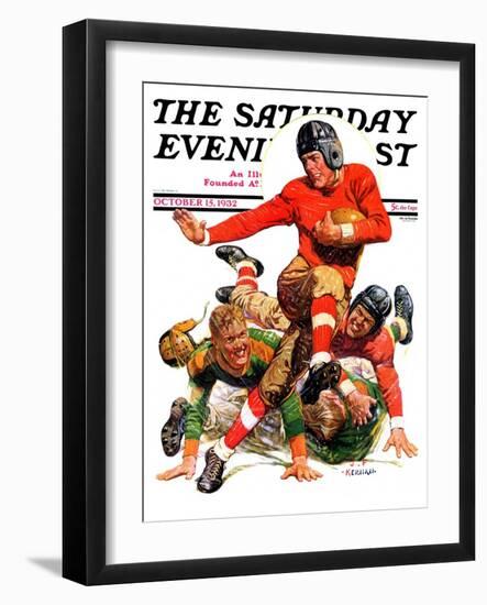 "College Football," Saturday Evening Post Cover, October 15, 1932-J.F. Kernan-Framed Giclee Print