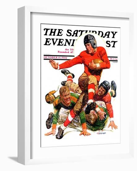 "College Football," Saturday Evening Post Cover, October 15, 1932-J.F. Kernan-Framed Giclee Print