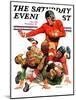 "College Football," Saturday Evening Post Cover, October 15, 1932-J.F. Kernan-Mounted Giclee Print