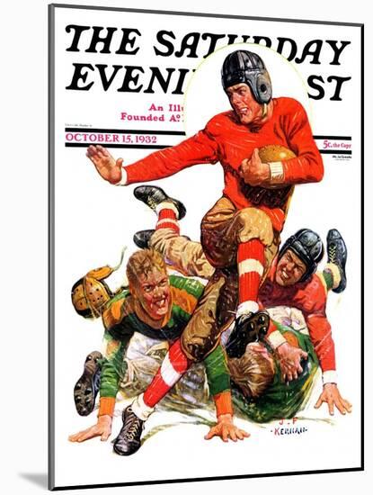 "College Football," Saturday Evening Post Cover, October 15, 1932-J.F. Kernan-Mounted Giclee Print