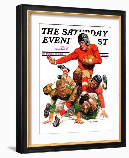 "College Football," Saturday Evening Post Cover, October 15, 1932-J.F. Kernan-Framed Giclee Print