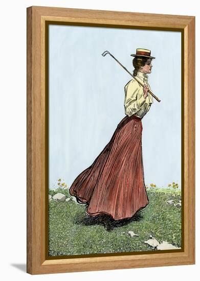 College Girl Playing Golf, Circa 1900-null-Framed Premier Image Canvas