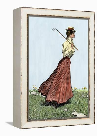 College Girl Playing Golf, Circa 1900-null-Framed Premier Image Canvas