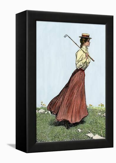 College Girl Playing Golf, Circa 1900-null-Framed Premier Image Canvas