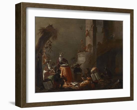 College of Animals, 1655 (Oil on Canvas)-Cornelis Saftleven-Framed Giclee Print