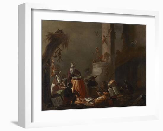 College of Animals, 1655 (Oil on Canvas)-Cornelis Saftleven-Framed Giclee Print