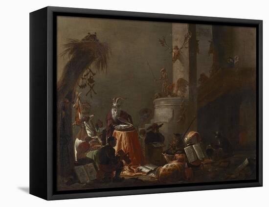 College of Animals, 1655 (Oil on Canvas)-Cornelis Saftleven-Framed Premier Image Canvas