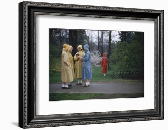 College Women During a Rain Storm at Michigan State University, Lansing Michigan 1954-Nina Leen-Framed Photographic Print