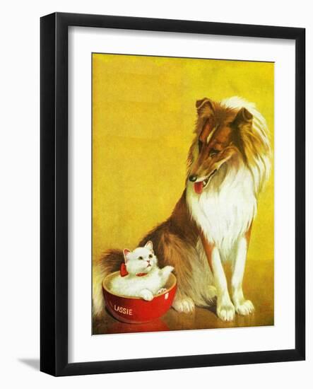 Collie and Kitten - Child Life-Jack Murray-Framed Giclee Print