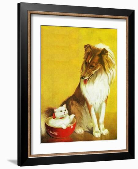 Collie and Kitten - Child Life-Jack Murray-Framed Giclee Print