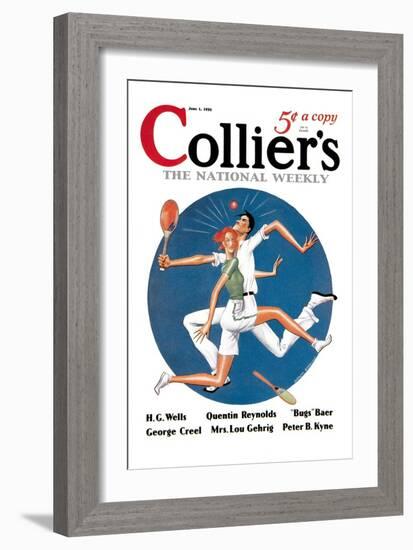 Collier's: Tennis Collision-null-Framed Premium Giclee Print