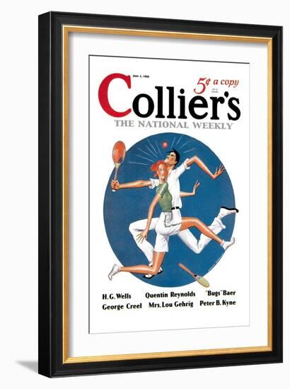 Collier's: Tennis Collision-null-Framed Premium Giclee Print