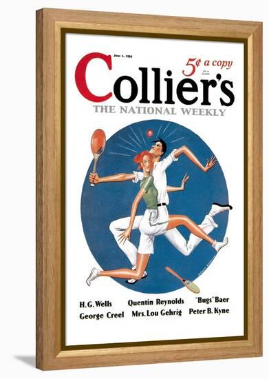 Collier's: Tennis Collision-null-Framed Stretched Canvas