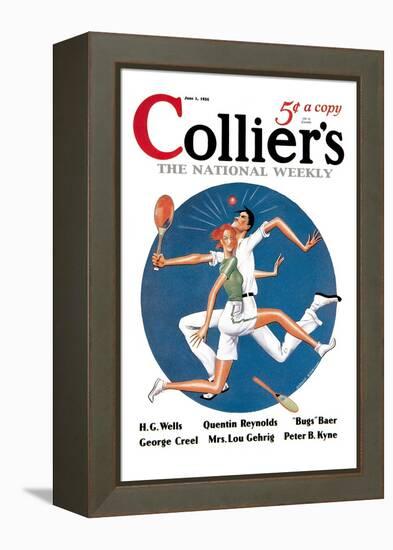 Collier's: Tennis Collision-null-Framed Stretched Canvas