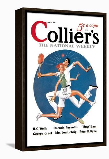Collier's: Tennis Collision-null-Framed Stretched Canvas