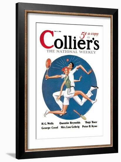 Collier's: Tennis Collision-null-Framed Art Print