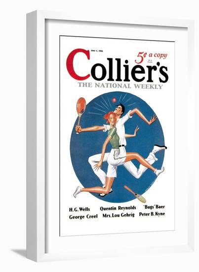 Collier's: Tennis Collision-null-Framed Art Print