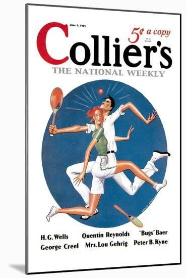 Collier's: Tennis Collision-null-Mounted Art Print