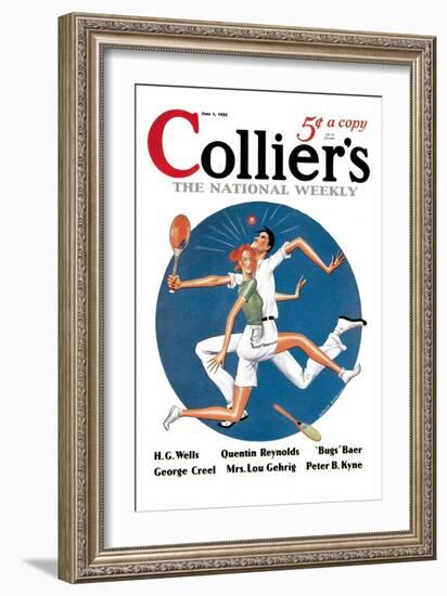 Collier's: Tennis Collision-null-Framed Art Print