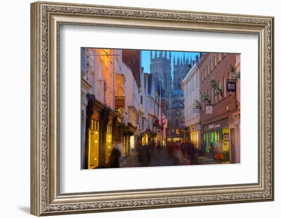 Colliergate and York Minster at Christmas, York, Yorkshire, England, United Kingdom, Europe-Frank Fell-Framed Photographic Print