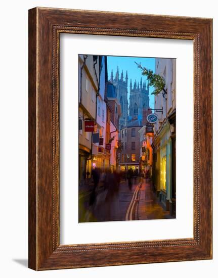 Colliergate and York Minster at Christmas, York, Yorkshire, England, United Kingdom, Europe-Frank Fell-Framed Photographic Print