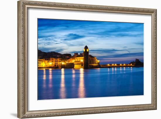 Collioure's Bay and a Lighthouse Converted to Notre-Dame-Des-Anges Church, Collioure, France-Nadia Isakova-Framed Photographic Print