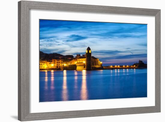 Collioure's Bay and a Lighthouse Converted to Notre-Dame-Des-Anges Church, Collioure, France-Nadia Isakova-Framed Photographic Print
