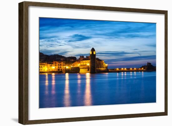 Collioure's Bay and a Lighthouse Converted to Notre-Dame-Des-Anges Church, Collioure, France-Nadia Isakova-Framed Photographic Print