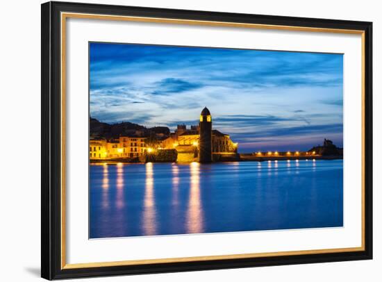 Collioure's Bay and a Lighthouse Converted to Notre-Dame-Des-Anges Church, Collioure, France-Nadia Isakova-Framed Photographic Print