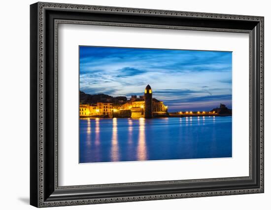 Collioure's Bay and a Lighthouse Converted to Notre-Dame-Des-Anges Church, Collioure, France-Nadia Isakova-Framed Photographic Print