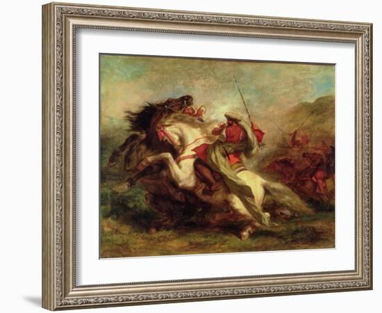 Collision of Moorish Horsemen, 1843-44-Eugene Delacroix-Framed Giclee Print