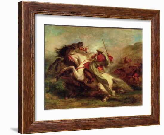 Collision of Moorish Horsemen, 1843-44-Eugene Delacroix-Framed Giclee Print