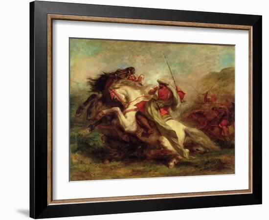 Collision of Moorish Horsemen, 1843-44-Eugene Delacroix-Framed Giclee Print