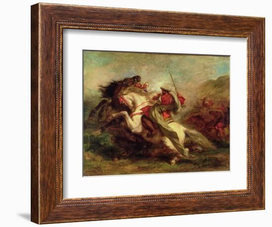 Collision of Moorish Horsemen, 1843-44-Eugene Delacroix-Framed Giclee Print