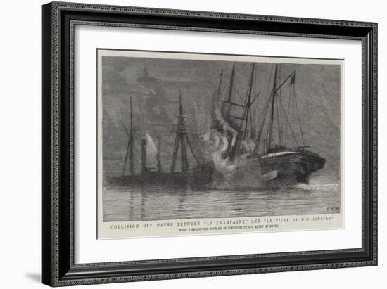 Collision Off Havre Between La Champagne and La Ville De Rio Janeiro-Charles William Wyllie-Framed Giclee Print
