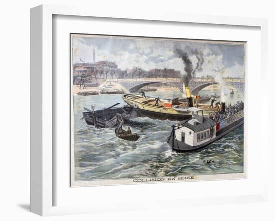 Collision on the Seine, Paris, 1897-F Meaulle-Framed Giclee Print
